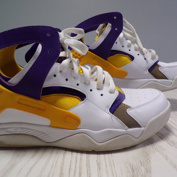 Nike Air Flight Huarache Lakers White Purple Gold - Men 10.5 - 705005-101 Kobe - Picture 1 of 8